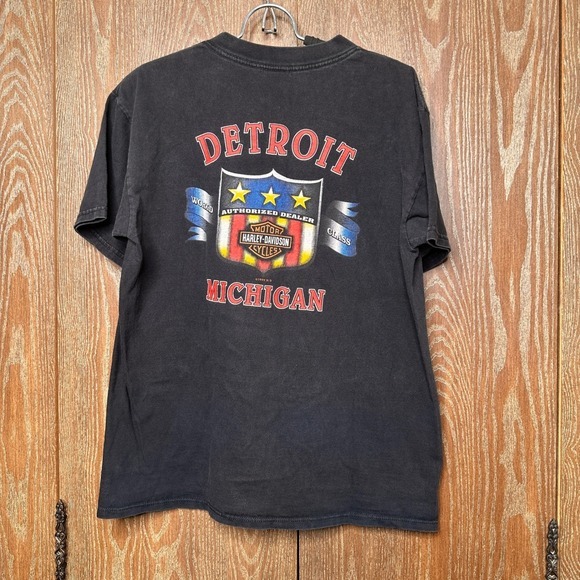 Vintage Harley Davidson Detroit Michigan Eagle Graphic T Shirt 1999 Mens L USA - Picture 5 of 9